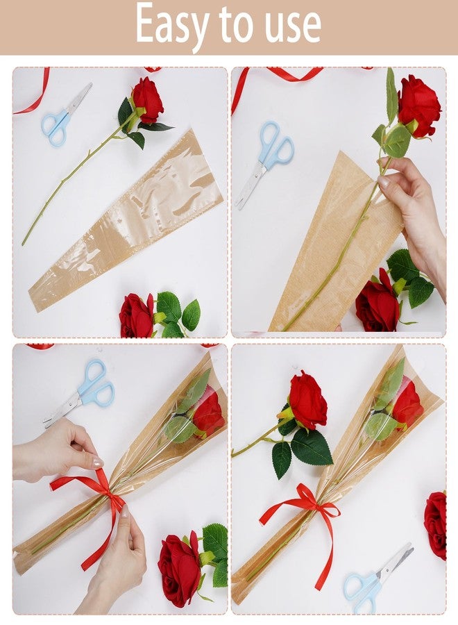 mifengda 50 Brown Kraft Paper Flower Wrapping Bags - Single Floral Sleeves for Mother's Day, Wedding, Valentine's Gifts (5x15.75in) - Image 4